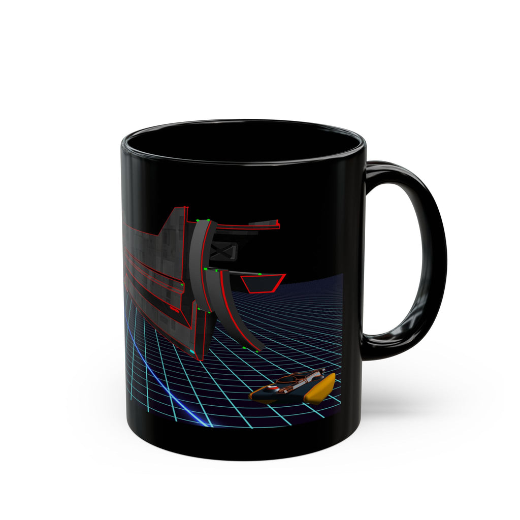 TRON 1982 Movie Coffee Mug | Retro Arcade Sci-Fi Mug | 80s Computer Movie | Flynn Light Cycle Gift | Black Ceramic 11oz