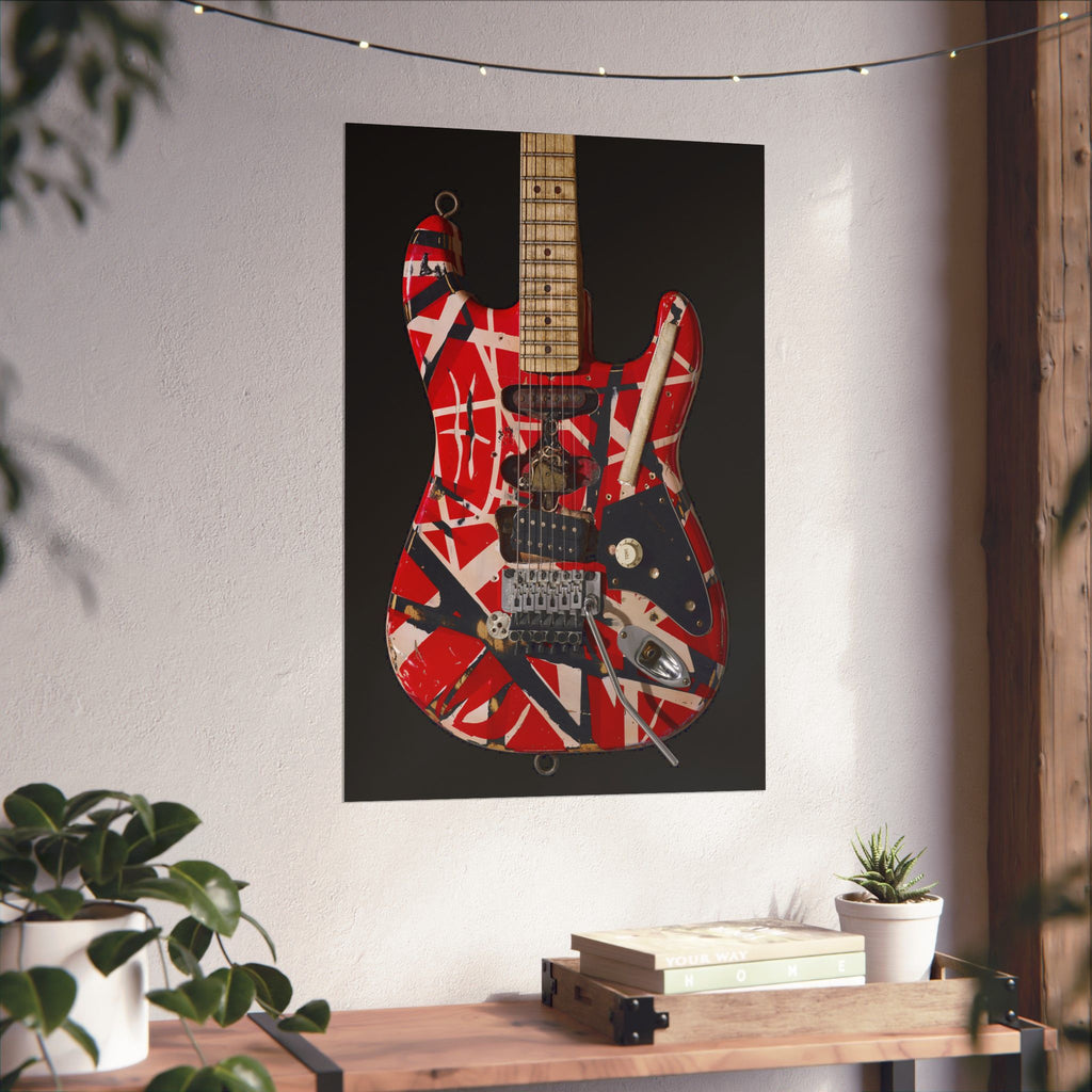 Eddie Van Halen Frankenstrat Guitar Poster | EVH Guitar Wall Art | Vintage Rock Print