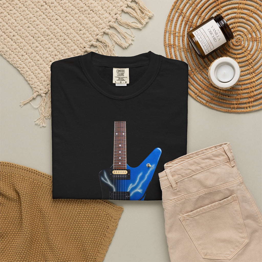 Dimebag Darrell Abbott Guitar T-Shirt | Blue Lightening Tee | Inspired by his Legendary Guitar | Comfort Colors 1717