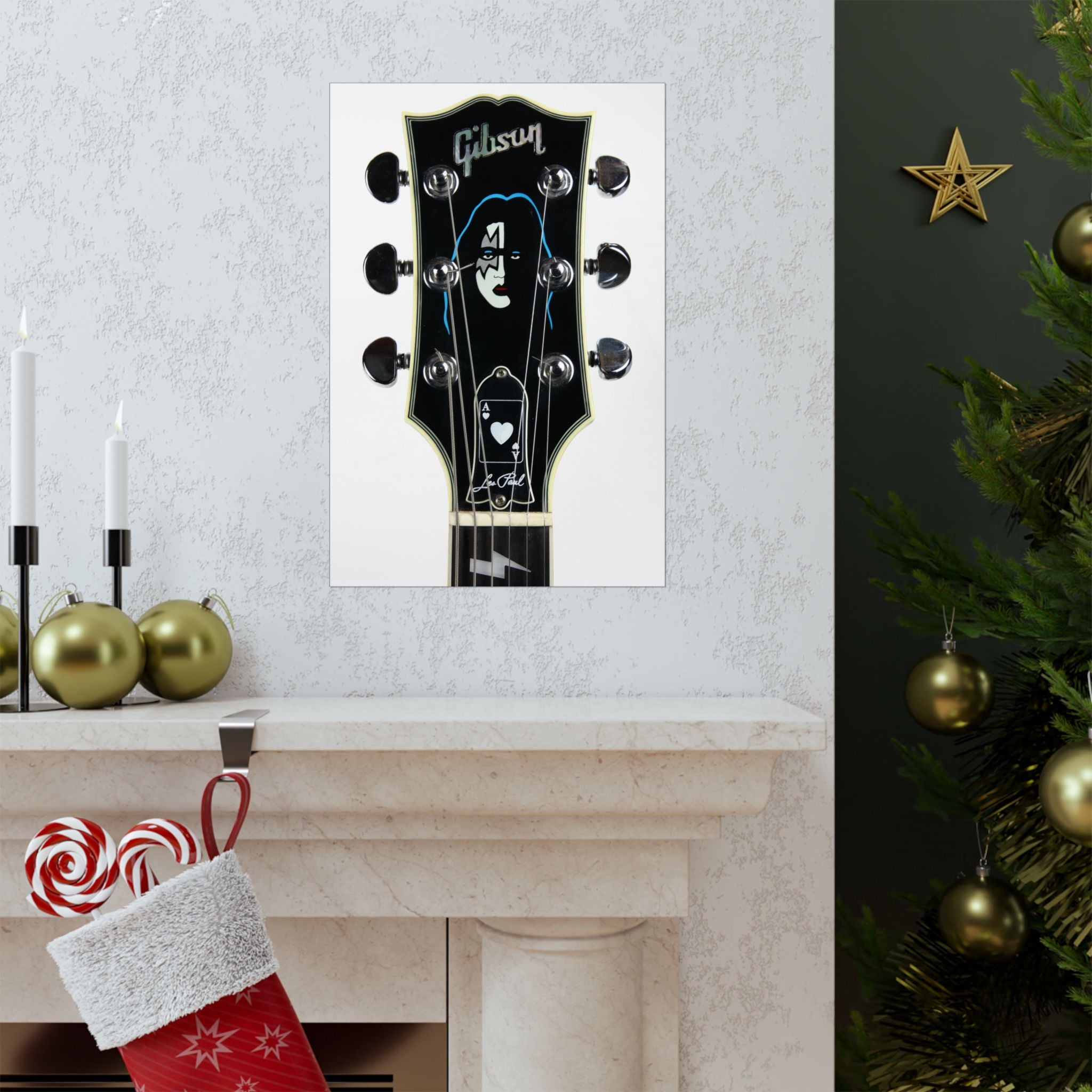 Ace Frehley Gibson Les Paul Headstock Poster | Vintage KISS Guitar Wall Art poster