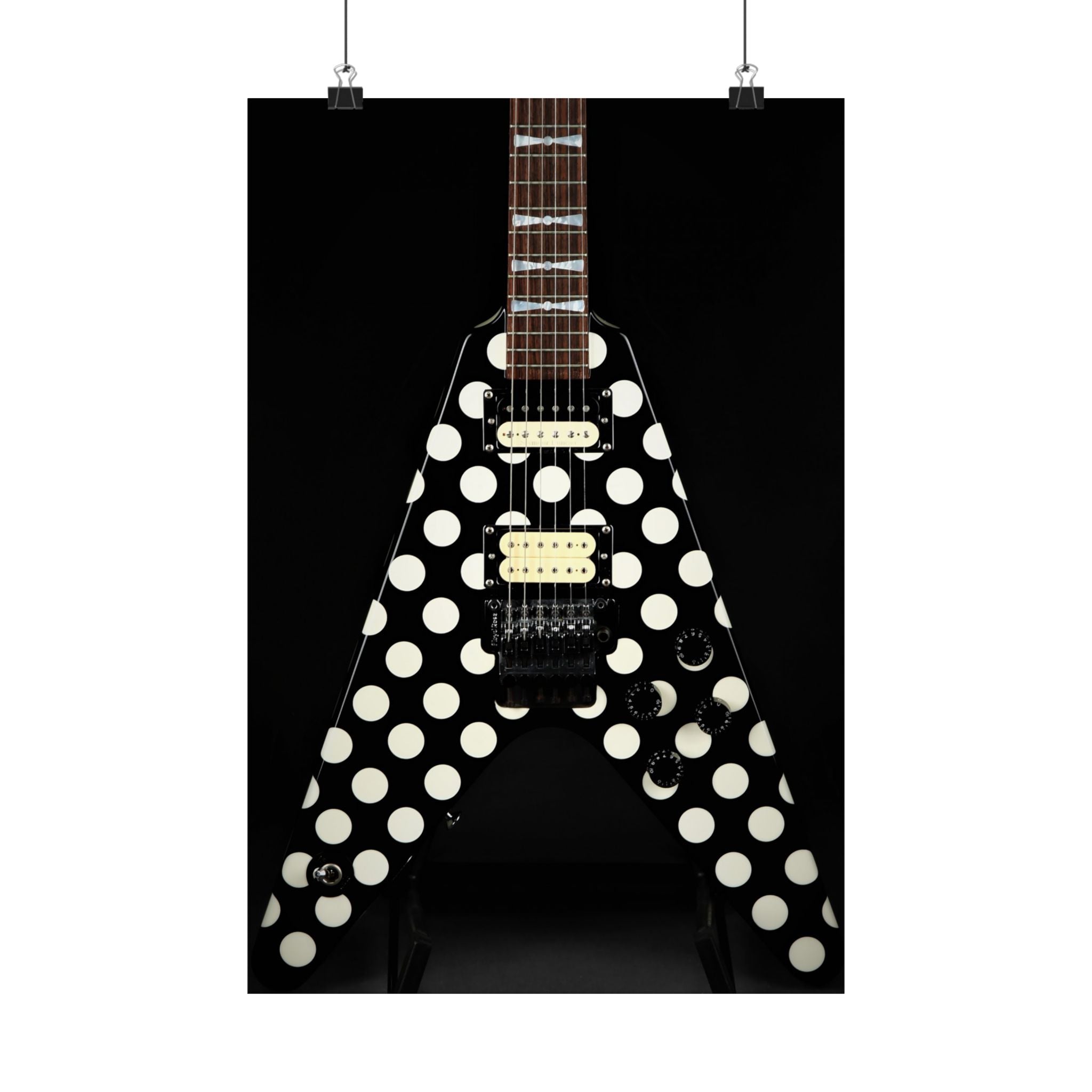 Randy Rhoads Polka Dot Flying V Guitar Poster | Ozzy Osbourne Wall Art
