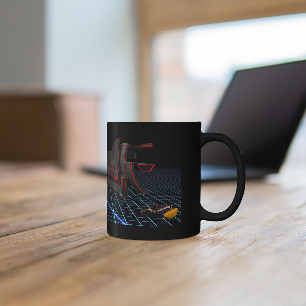 TRON 1982 Movie Coffee Mug | Retro Arcade Sci-Fi Mug | 80s Computer Movie | Flynn Light Cycle Gift | Black Ceramic 11oz