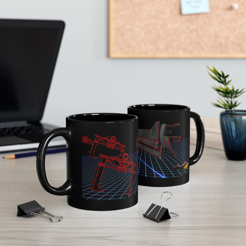 TRON 1982 Movie Coffee Mug | Retro Arcade Sci-Fi Mug | 80s Computer Movie | Flynn Light Cycle Gift | Black Ceramic 11oz