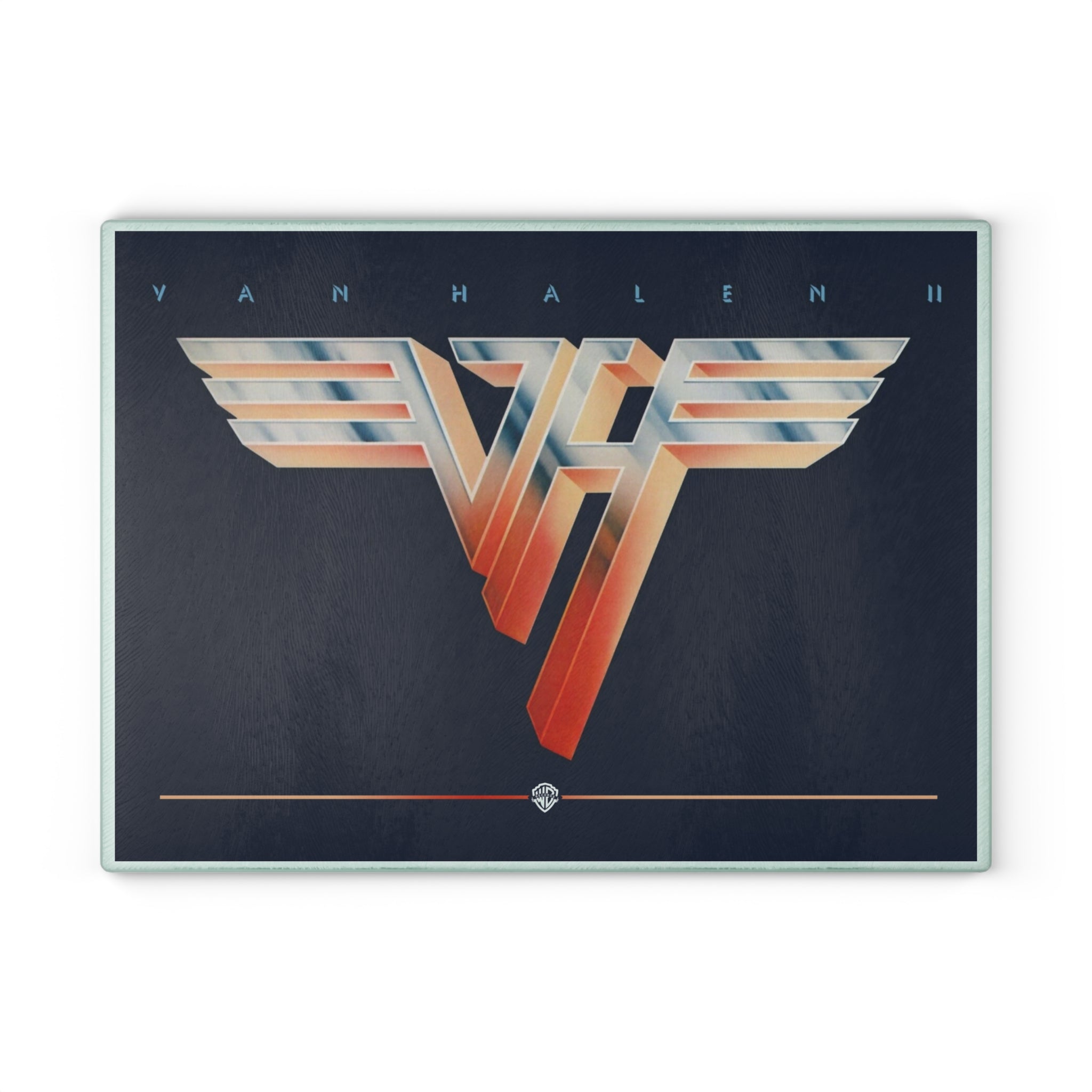Van Halen Logo Glass Cutting Board Kitchen Art — Retro Rock Band Music Gift 11" x 15"w durable tempered glass with a vibrant, high-resolution finish