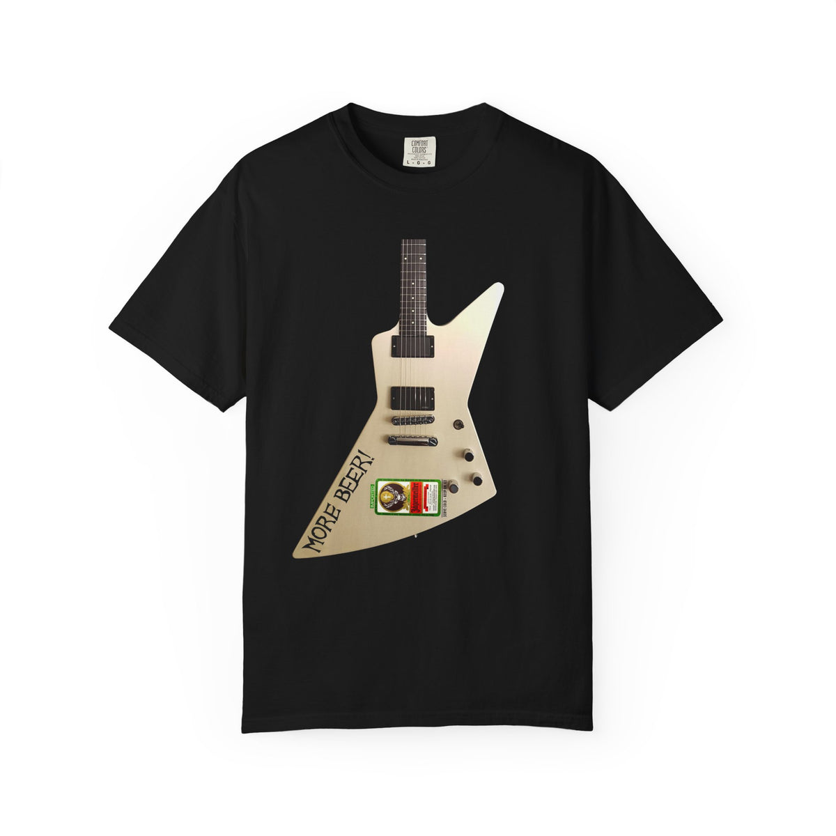 More Beer Explorer Guitar T-Shirt | Vintage Heavy Metal Tee | Inspired by James Hetfield's Iconic Explorer Guitar | Comfort Colors 1717 Garment-Dyed Shir