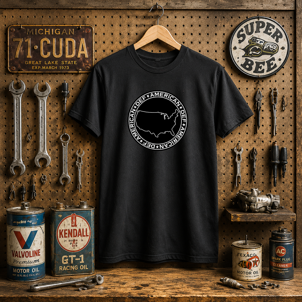 Def American logo on T Shirt. this is really old school Danzig Slayer era