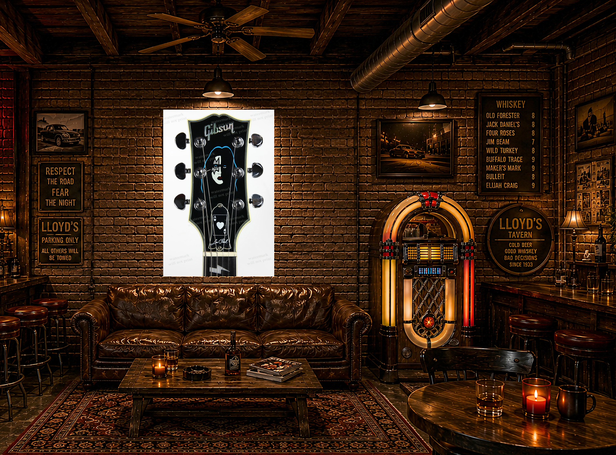 Ace Frehley Gibson Les Paul Headstock Poster | Vintage KISS Guitar Wall Art poster