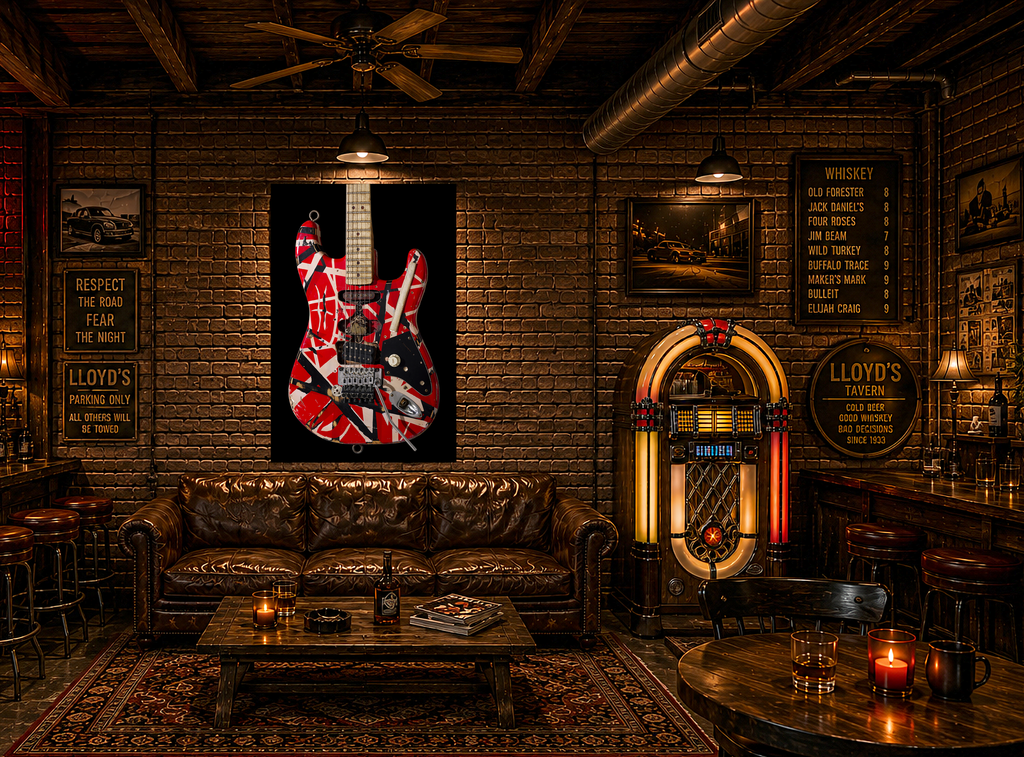 Eddie Van Halen Frankenstrat Guitar Poster | EVH Guitar Wall Art | Vintage Rock Print