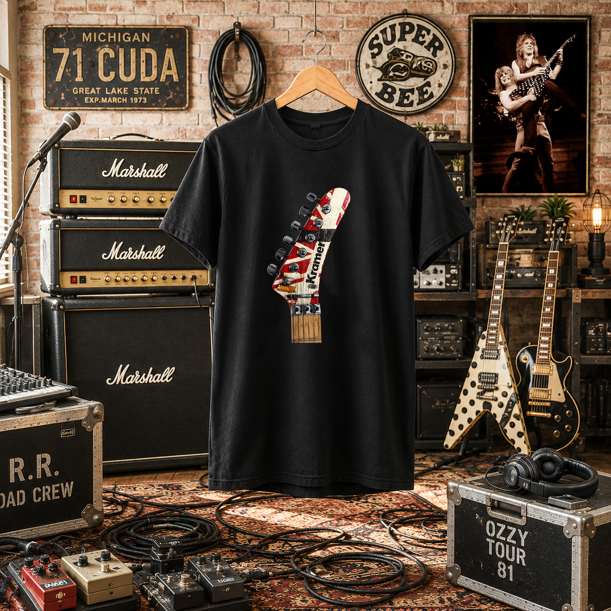 Frankenstrat Guitar Kramer Headstock Shirt | Vintage Rock Guitar T-Shirt | Inspired by Eddie Van Halen | Comfort Colors 1717