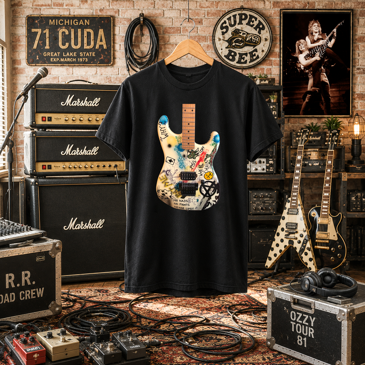 Mr. Graffiti Guitar T-Shirt | Vintage Rock Guitar Tee | Inspired by George Lynch's Legendary Guitar | Comfort Colors 1717