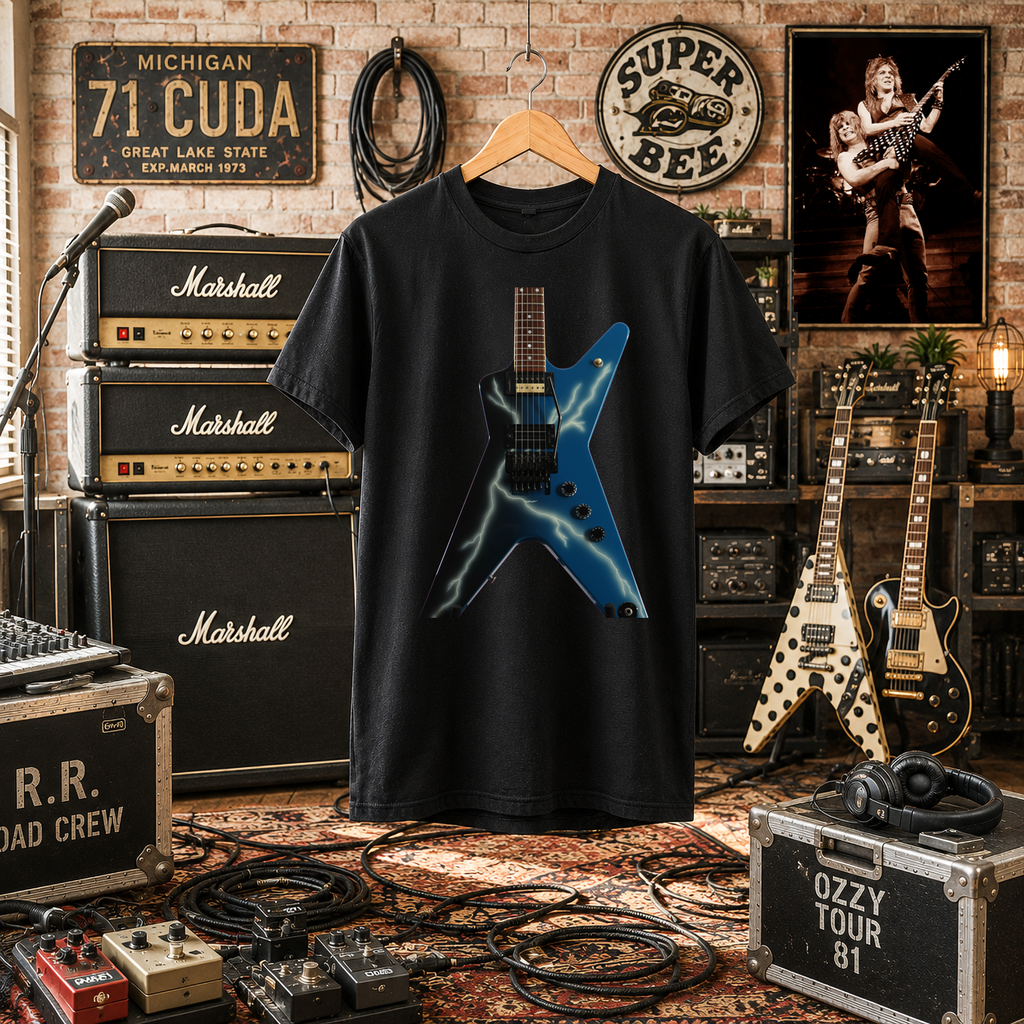 Blue Lightning Guitar Shirt | Heavy Metal T-Shirt | Inspired by Dimebag Darrell | Comfort Colors 1717 | Guitar Player Gift