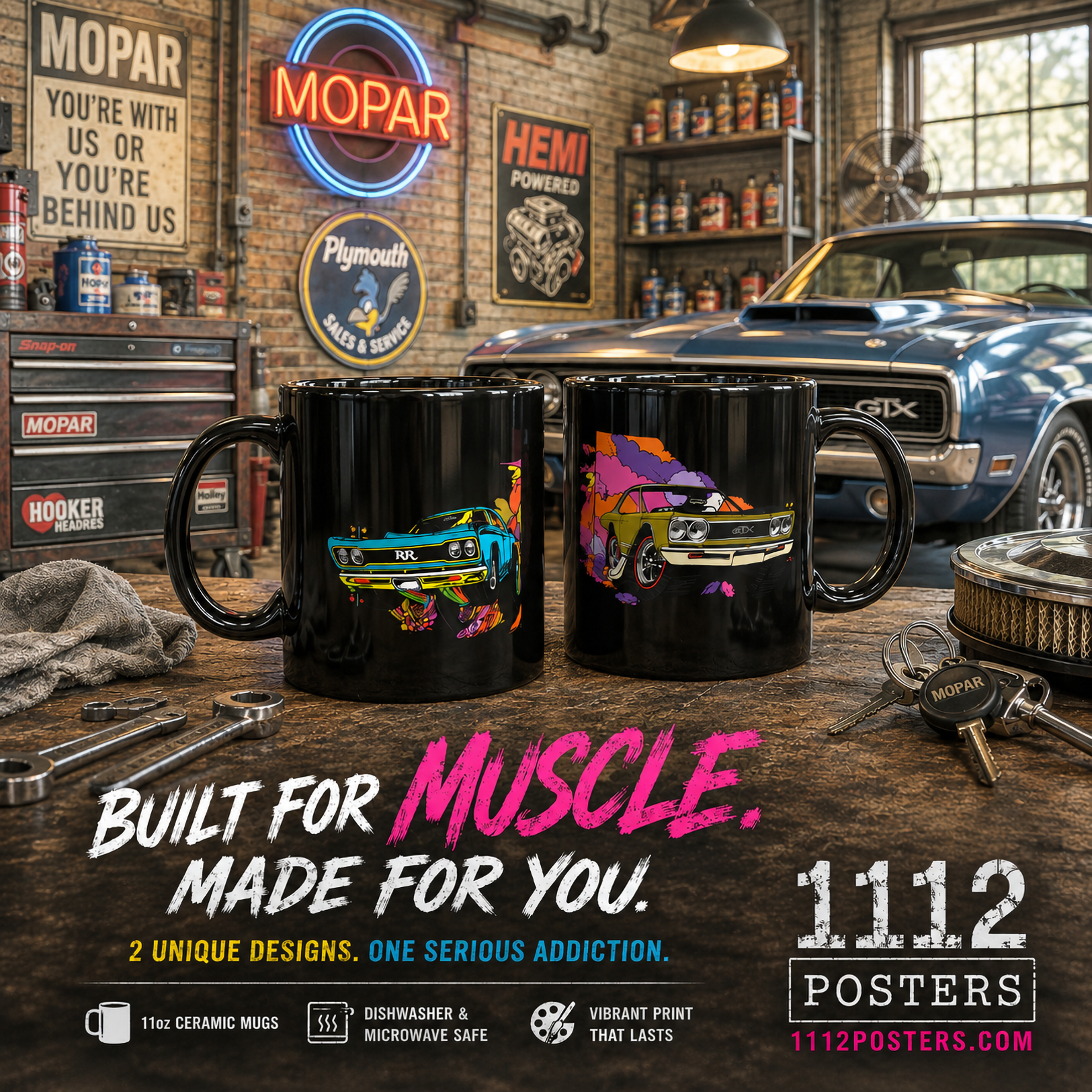 Detroit Psychedelia™ Coffee Mug – Classic Muscle Series | 1112 Posters