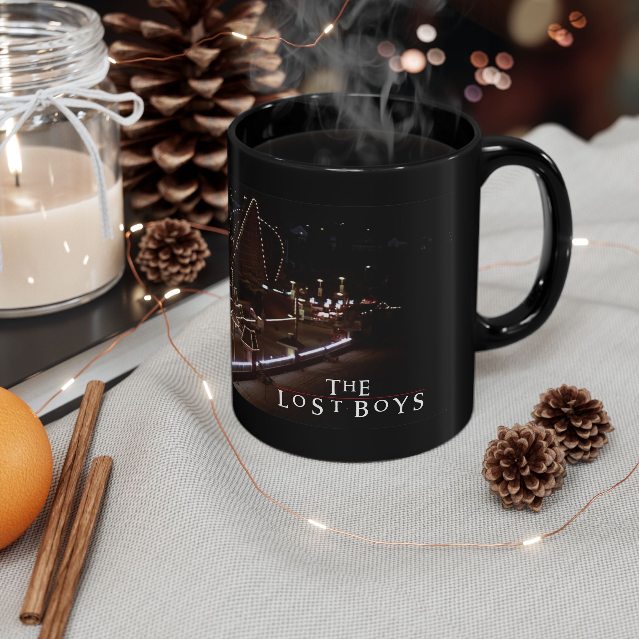 The Lost Boys 1987 Coffee Mug | Santa Carla Vampire Movie Mug | 11oz & 15oz Horror Film Gift | 80s Horror Fan Mug | Black Ceramic