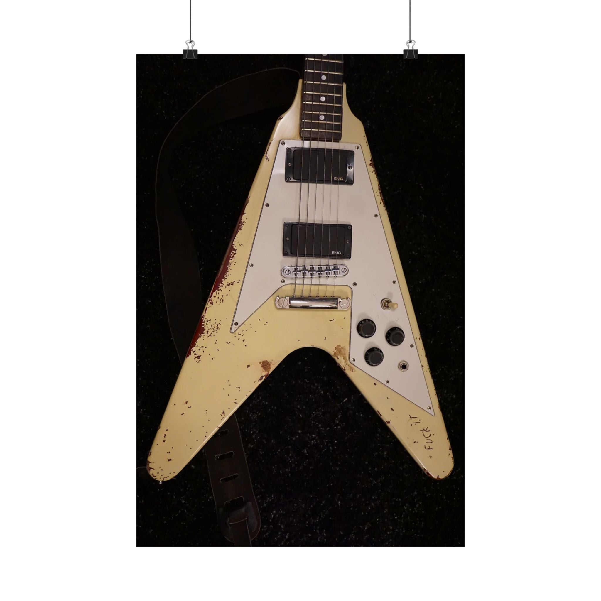 James Hetfield Electra Flying V guitar Poster | Metallica Guitar Wall Art poster