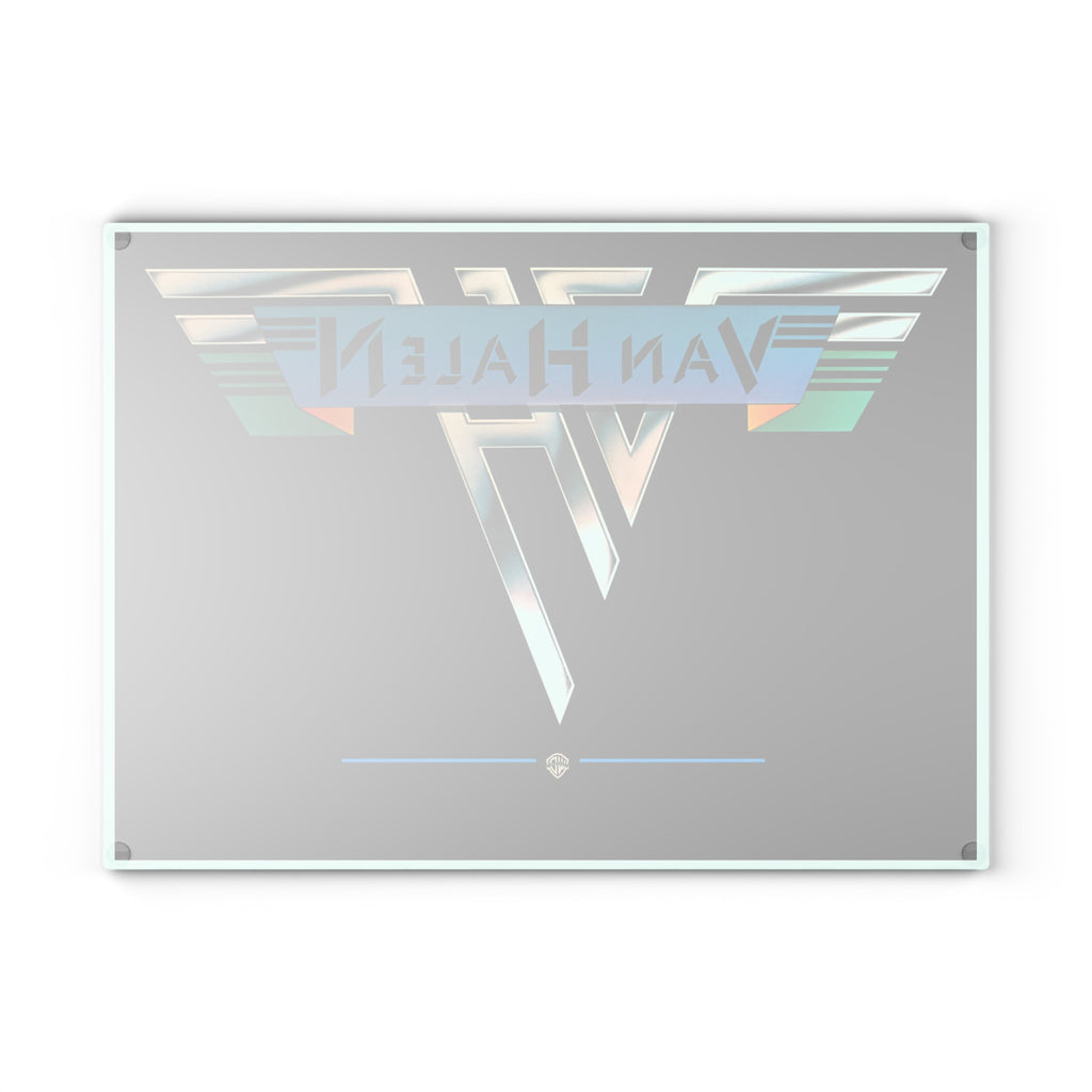 Van Halen 1978 Logo Glass Cutting Board | Classic Rock Kitchen Decor 11" x 15"w