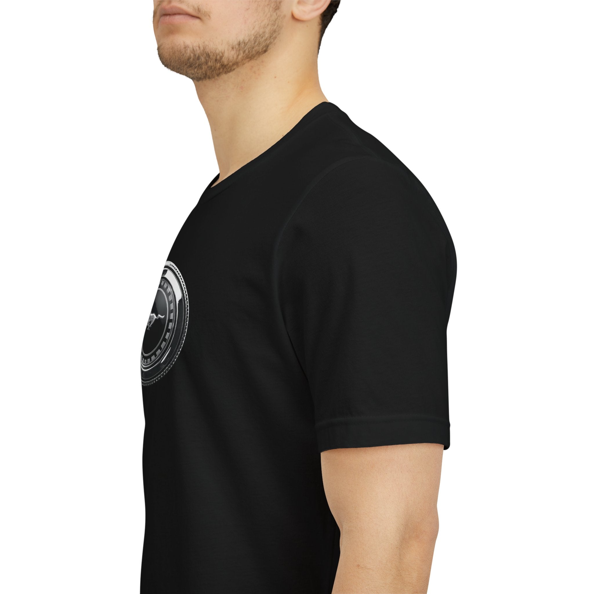 Classic 1973 Mustang Fuel Cap T-Shirt | Vintage Running Horse Emblem Tee 1970s Ford Pony Car Graphic Shirt