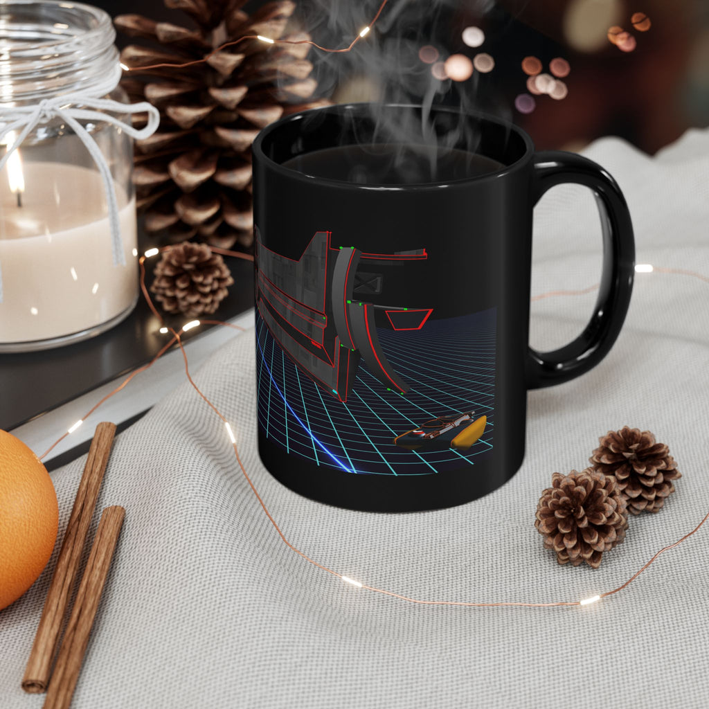 TRON 1982 Movie Coffee Mug | Retro Arcade Sci-Fi Mug | 80s Computer Movie | Flynn Light Cycle Gift | Black Ceramic 11oz