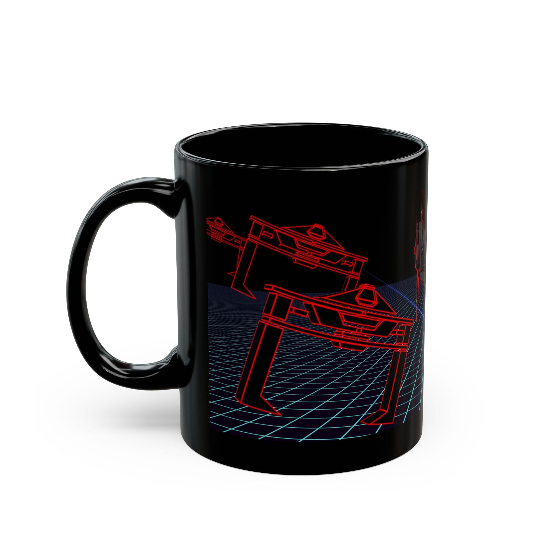 TRON 1982 Movie Coffee Mug | Retro Arcade Sci-Fi Mug | 80s Computer Movie | Flynn Light Cycle Gift | Black Ceramic 11oz