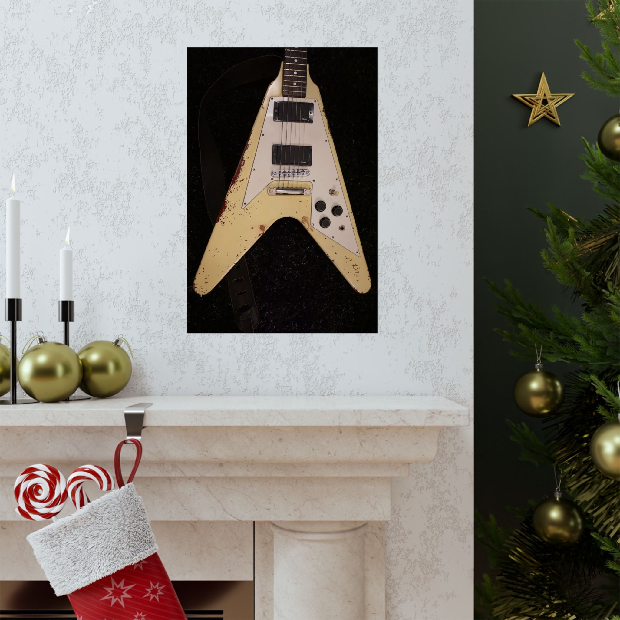 James Hetfield Electra Flying V guitar Poster | Metallica Guitar Wall Art poster