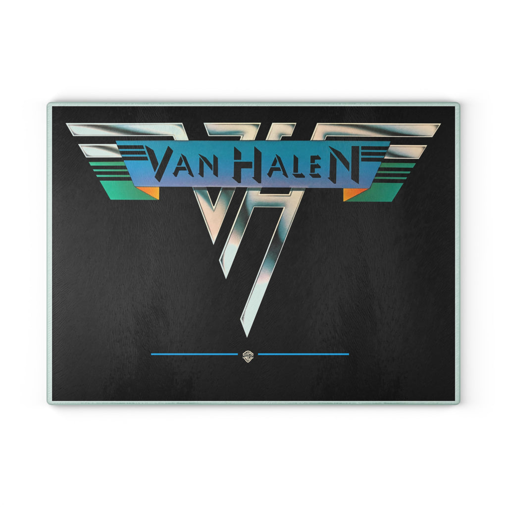Van Halen 1978 Logo Glass Cutting Board | Classic Rock Kitchen Decor 11" x 15"w